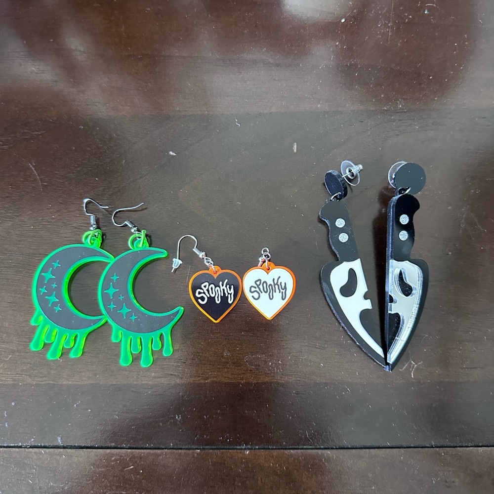 set of cute spooky earrings